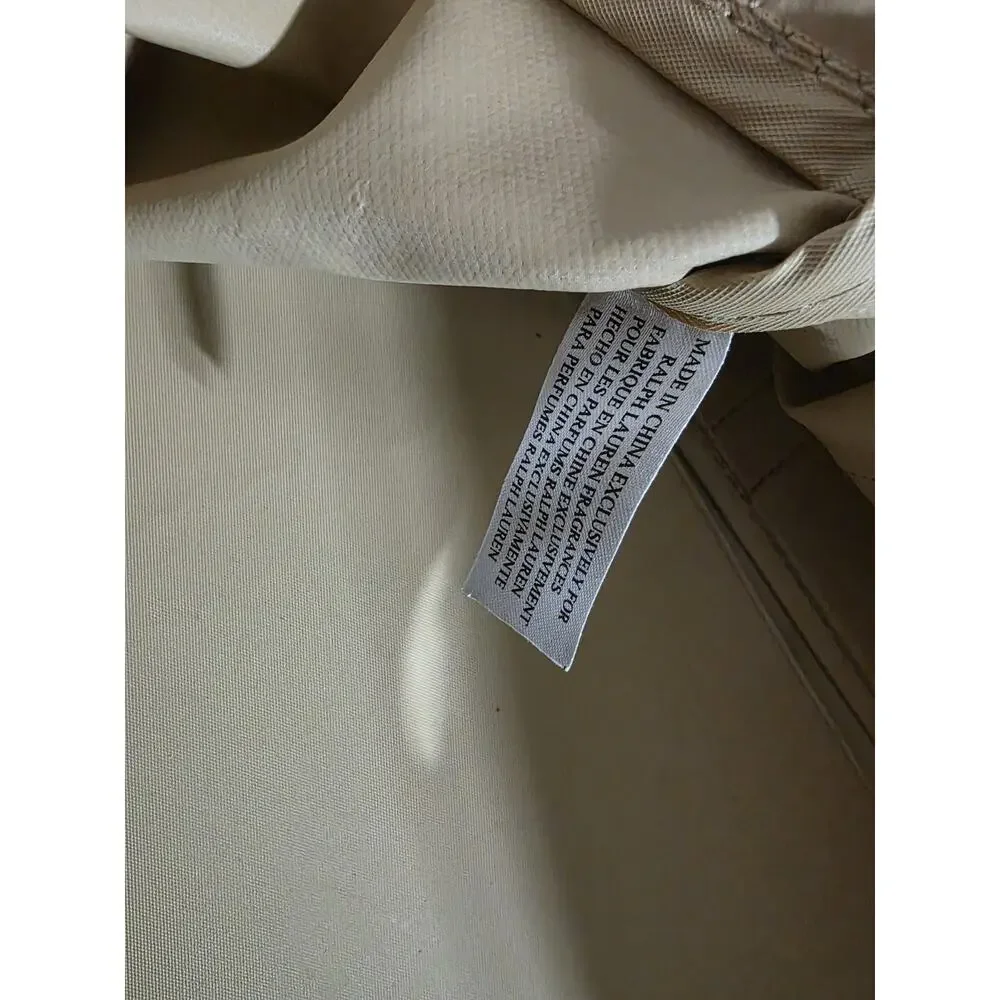 Ralph Lauren Mens Beige & Brown Canvas With Shoulder Strap Travel Duffle Bag VGC